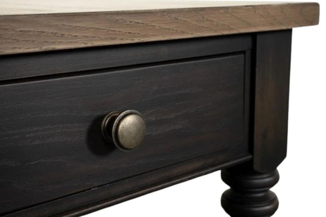 Riverside Furniture Barrington Antique Oak Side Table with Matte Black Base-4