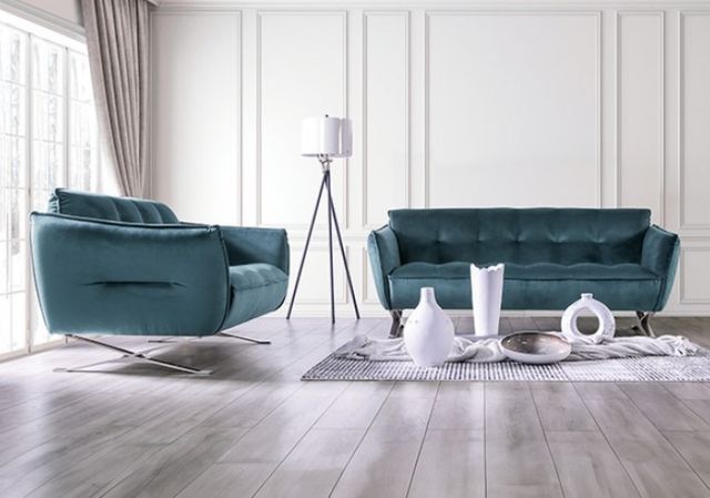 Furniture of America® Civellutino Teal Sofa-1