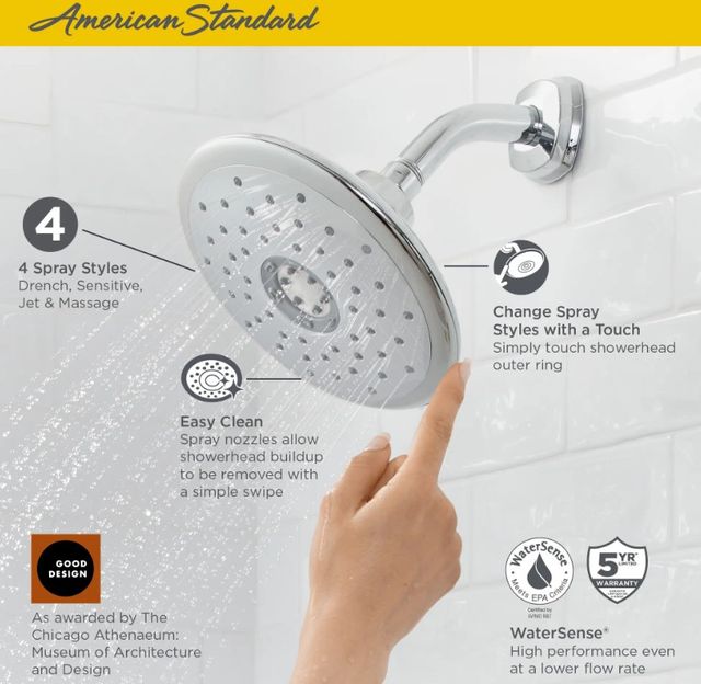American Standard Spectra Polished Chrome 4-Function Touch Water-Saving Showerhead-1