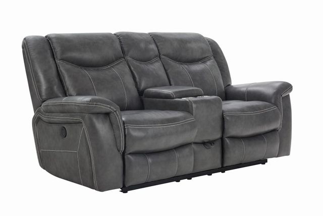 Coaster® Conrad Grey Reclining Upholstered Motion Loveseat-1