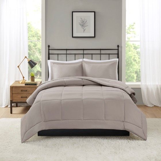 Olliix by Madison Park Sarasota Taupe Full/Queen Microcell Down Alternative Comforter Mini Set-0