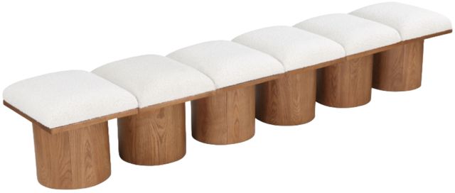 Meridian Furniture Pavilion 6-Piece Cream/Walnut 108" Modular Bench Set-0