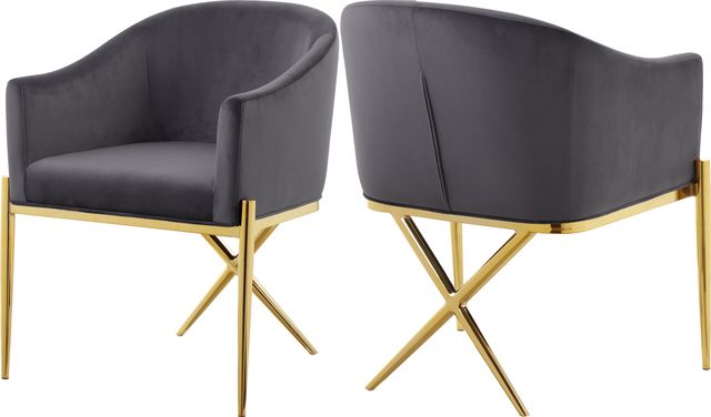 Meridian Furniture Xavier Gray/Gold Velvet Dining Chair-3