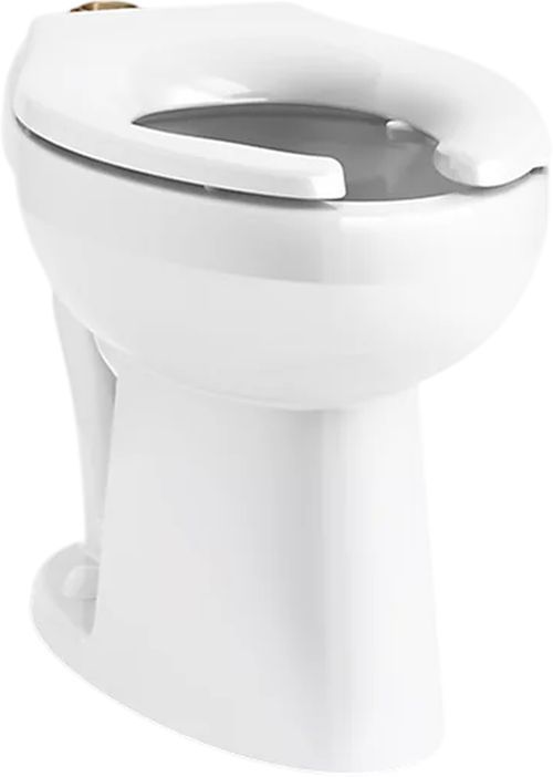 KOHLER® Highcliff™ Ultra White Floor-Mount Top Spud Flushometer Bowl with Bedpan Lugs-0