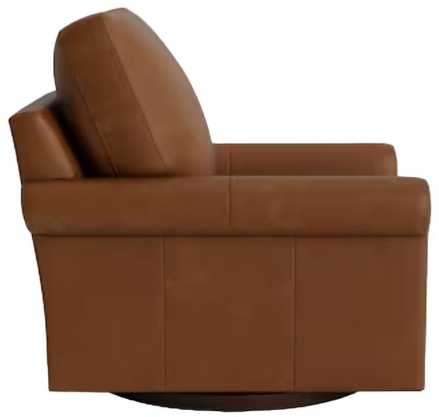 Bassett® Furniture Customizable Benchmade Premier Leather Roll Arm Swivel Chair-2