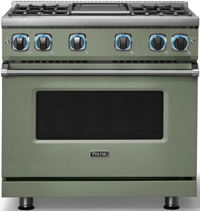 Viking® 7 Series 36" Eucalyptus Pro Style Natural Gas Range with Griddle-3