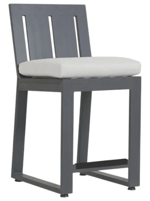 Sunset West Redondo Slate Aluminum Outdoor Bar Stool with Cast Silver Cushion-0