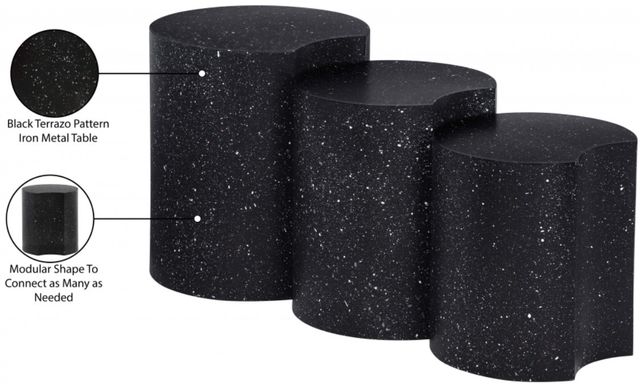 Meridian Furniture Dimple 3-Piece Black Modular Nesting End Table Set-3