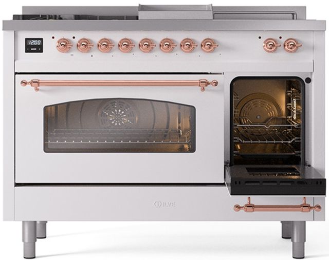Ilve® Nostalgie II Series 48" White Pro Style Dual Fuel Range-3