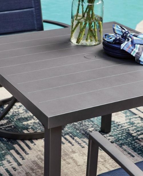 Signature Design by Ashley® Point Bonita Gray Aluminum Outdoor Dining Table-3