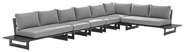 Meridian Furniture Maldives 3-Piece Dark Gray/Gray Aluminum/Fabric 102" Outdoor Modular Sectional-0