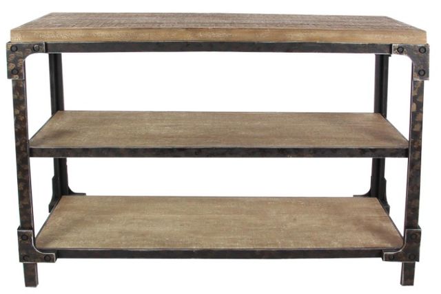 Deco Marche Brown Console Table with Black Base-0