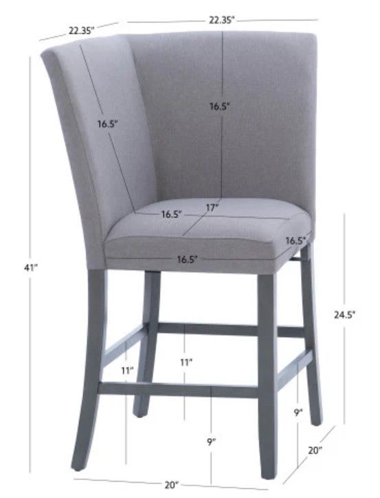 Powell® Seneca Gray Upholstered Corner Counter Height Stool-2