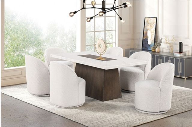 Furniture of America® Grasten 7-Piece White Dining Table Set with Dark Walnut Base-1