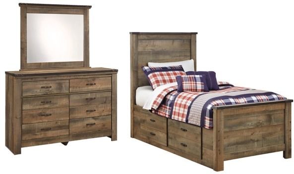 Signature Design by Ashley® Trinell 2-Piece Brown Twin Panel Storage Bed Set-0