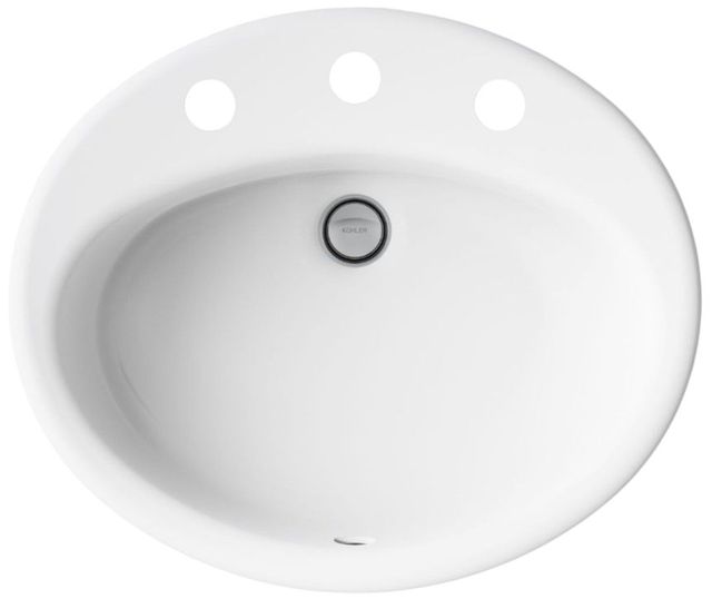 Kohler Farmington® White 19.25" Widespread Oval Drop-In Bathroom Sink-1