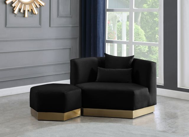 Meridian Furniture Marquis Black Velvet Ottoman-3
