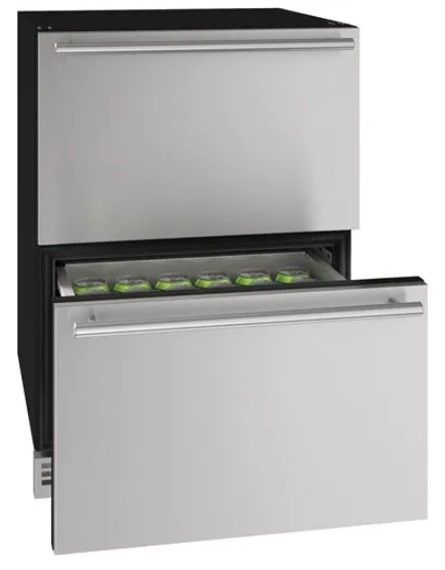 U-Line® Stainless Solid 24" Refrigerator Drawers-1