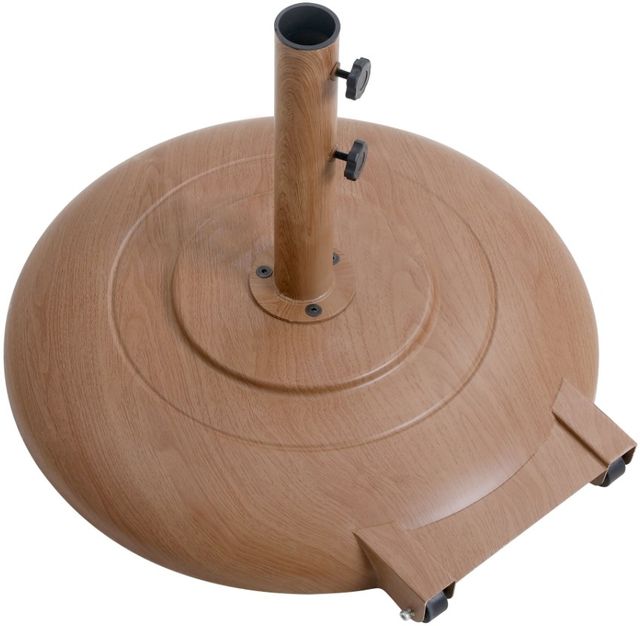 Meridian Furniture Amalfi White/Matte White/Teak Aluminum Outdoor Patio Umbrella and Round Base-4