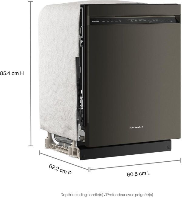 KitchenAid® 24" Black Ore 360° Max Jets™ Third Rack Front Control Built-In Dishwasher with ProDry™ System-3