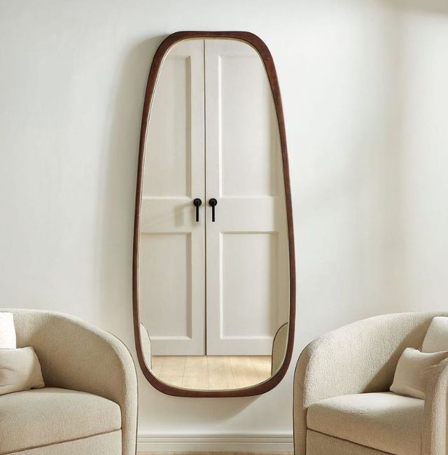 Uttermost® Zachari Dark Walnut Asymmetrical Tall Mirror-2