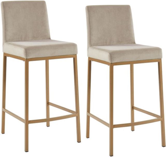 Worldwide Homefurnishings Inc. Diego 2-Piece Aged Gold/Beige Counter Stool Set-0