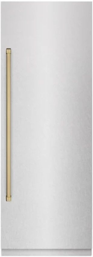 ZLINE Autograph Edition 30" 16.7 Cu. Ft. Column Refrigerator in Satin Stainless Steel with Graphite Gray Interior and Champagne Bronze Accents-0