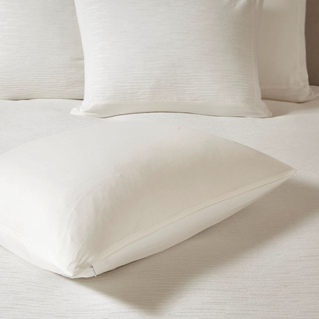 Olliix by N Natori 3 Piece White King Hanae Cotton Blend Yarn Dyed Comforter Set-2