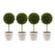 A & B Home 4-Piece Green Faux Topiaries with Cream Pot Set-0