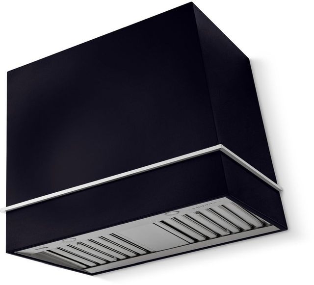 La Cornue Cornufé Loge 36" Matte Black Wall Mounted Range Hood with Polished Chrome Trim-0
