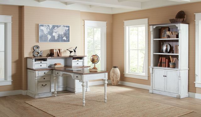Martin Furniture Durham Weathered Wire Brushed Chalk Lower Door Bookcase-1