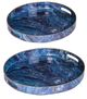 A & B Home 2-Piece Blue Circular Tray Set-0