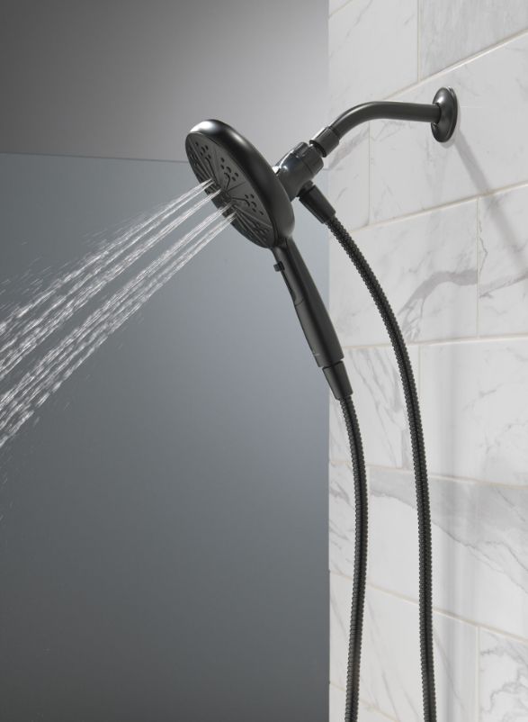 Delta Universal Showering Matte Black 6-Setting SureDock® Magnetic Round Hand Shower-1