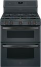 GE Profile™ 30" Black Slate Free Standing Gas Double Oven Convection Range-0