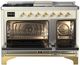 Ilve® Majestic III 48" Antique White Pro Style Dual Fuel Liquid Propane Range with 5 Black Brass Burners and Brass Trim-4
