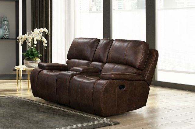 New Classic® Home Furnishings Brookings Brown Dual Manual Reclinining Console Loveseat-1