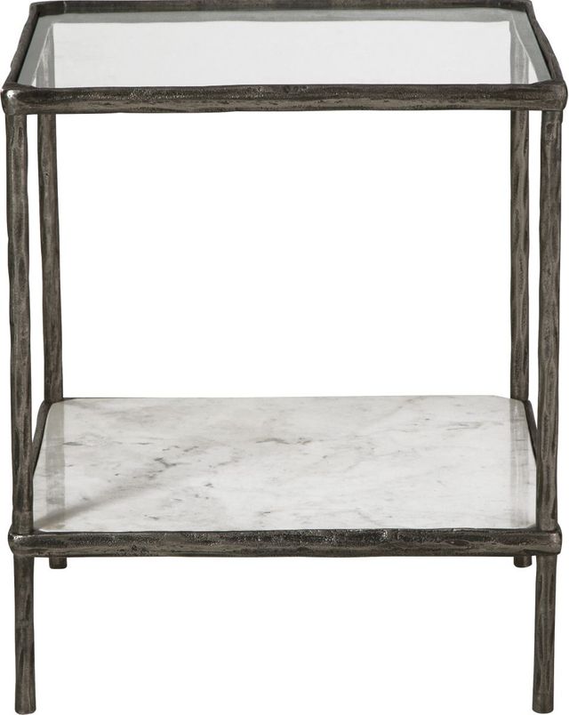 Signature Design by Ashley® Ryandale Glass Top Accent Table with Antique Pewter Base-1