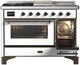Ilve® Majestic III 48" White Pro Style Dual Fuel Natural Gas Range with 5 Black Brass Burners and Burnished Trim-3