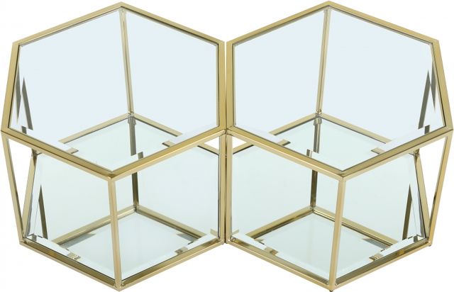 Meridian Furniture Sei 2-Piece  Gold Glass Top Coffee Table Set-1