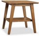 Handstone Customizable Tribeca Brushwork Wheat Leg End Table with Shelf-0