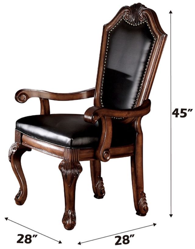 ACME Furniture Chateau De Ville 2-Piece Black/Cherry Dining Arm Chair Set-2