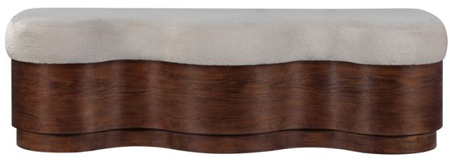 Meridian Furniture Savoy Beige/Walnut Upholstered Bench-1