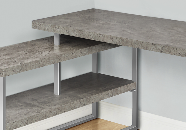 Monarch Specialties Inc. Concrete/Silver Corner Computer Desk-2