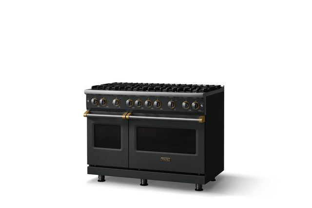Viking® 5 Series 48" Antique Bronze Pro Style Gas (LP) Range with Polished Chrome Trim-2