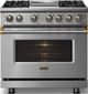 Viking® 5 Series 36" Stainless Steel Pro Style Dual Fuel (LP) Range with Brushed Brass Trim-2