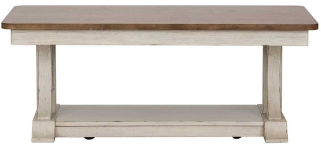 Liberty Furniture Farmhouse Reimagined Chestnut Cocktail Table with Antique White Base-2
