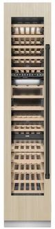 ZLINE Autograph Edition 18 in. 9 Cu. Ft. Panel Ready Left Hinge Triple Zone Column Wine Cooler with Matte Black Accents-0