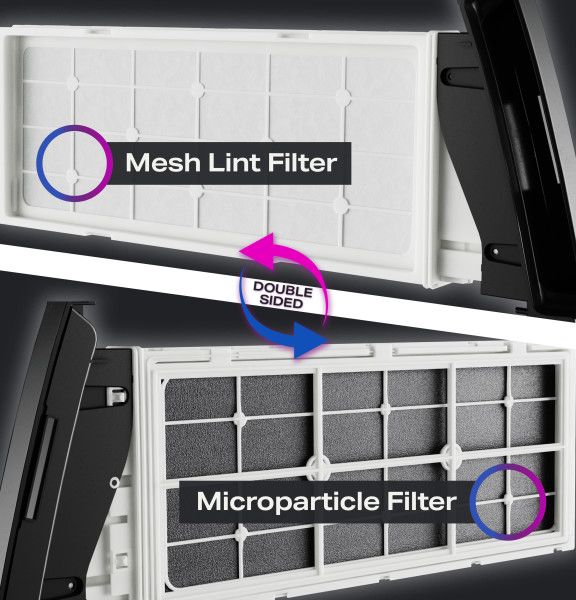 Close view of the GE profile washer dryer combo filters Close view of the GE profile washer dryer combo filters