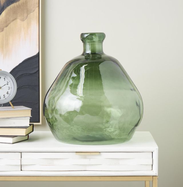 Deco Marche Green Recycled Wide Ombre Spanish Bottle Vase-3