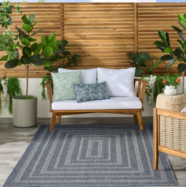 Nourison Home™ Tulum Denim Geometric 5'x7' Area Rug-1